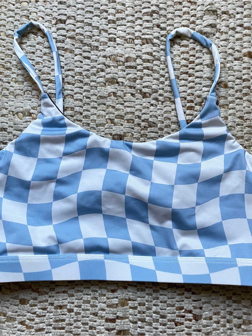 Sundaze Blue & White Check Bralette Bikini Top